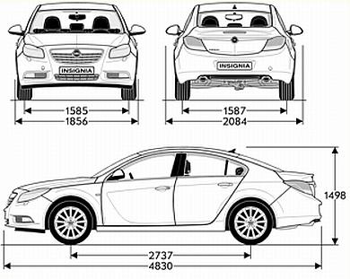 Szkic techniczny Opel Insignia I Sedan