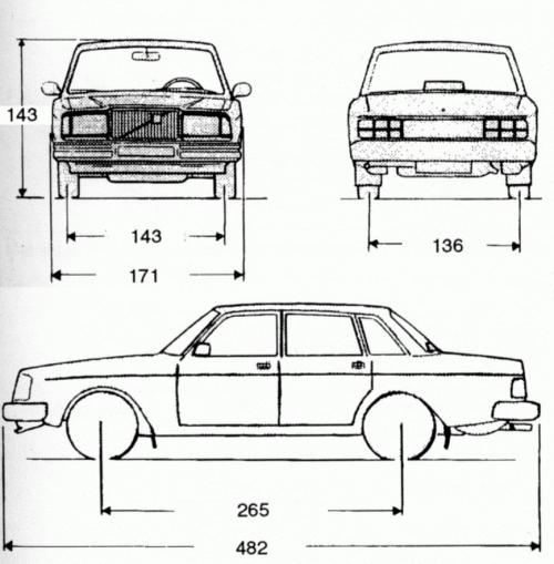 Szkic techniczny Volvo 240 Sedan