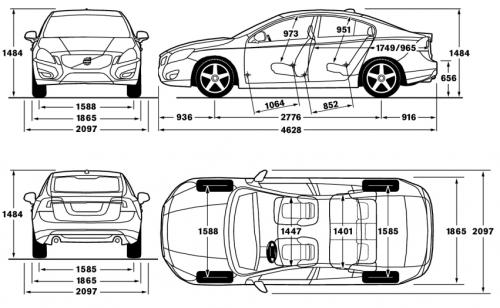 Szkic techniczny Volvo S60 II Sedan
