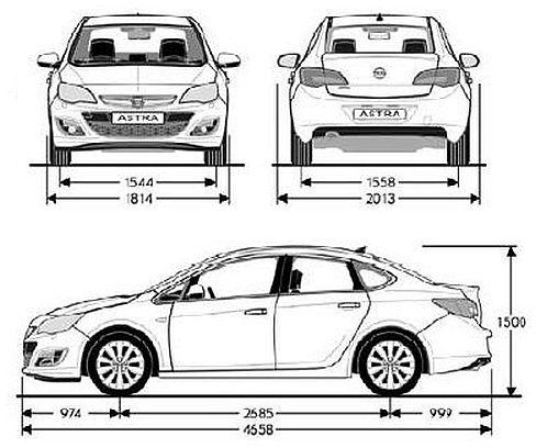 Szkic techniczny Opel Astra J Sedan