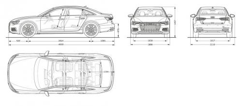 Szkic techniczny Audi A6 C8 Limousine