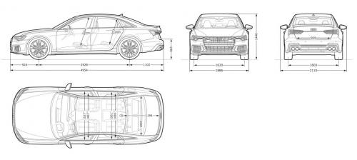 Szkic techniczny Audi A6 C8 S6 Limousine
