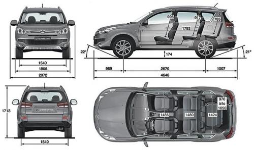 Szkic techniczny Citroen C-Crosser