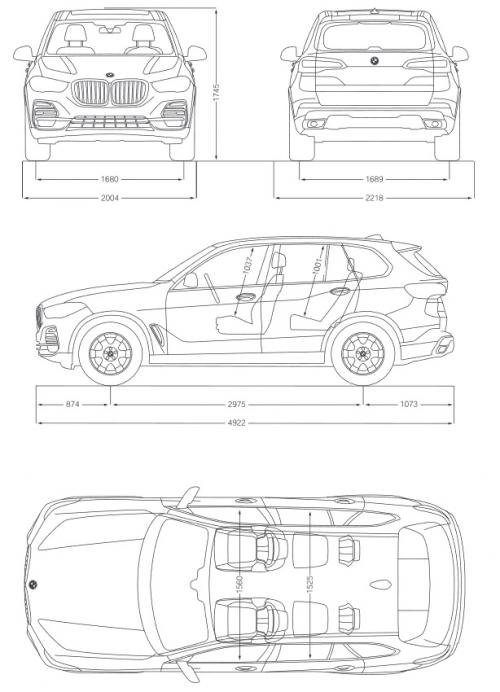 Szkic techniczny BMW X5 G05 M SUV