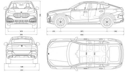 Szkic techniczny BMW X6 G06 M SUV