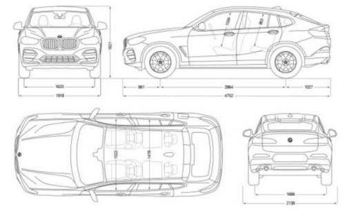 Szkic techniczny BMW X4 G02 M SUV