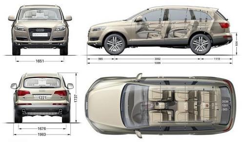 Szkic techniczny Audi Q7 I (4L) SUV