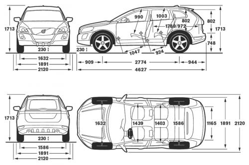 Szkic techniczny Volvo XC60 I SUV