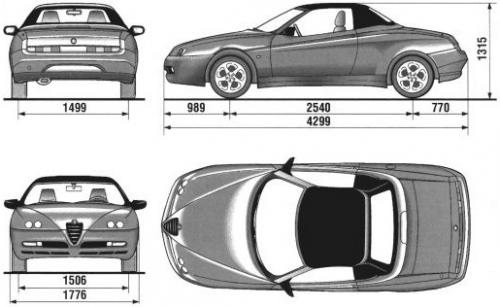 Szkic techniczny Alfa Romeo GTV II Spider
