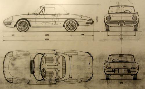 Szkic techniczny Alfa Romeo Spider I
