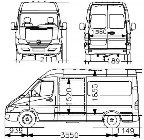 Szkic techniczny Mercedes Sprinter II