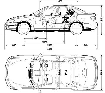 Szkic techniczny Nissan Bluebird V