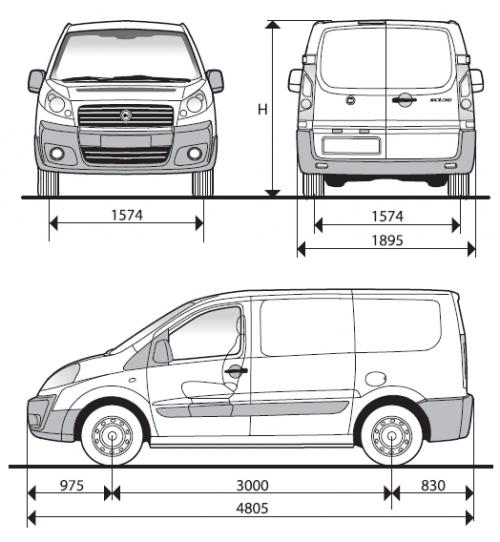 Szkic techniczny Fiat Scudo II Furgon