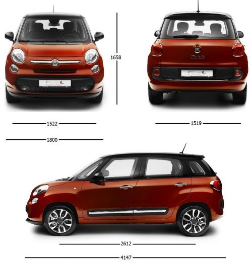 Szkic techniczny Fiat 500L Hatchback 5d Seria 2