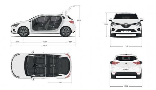 Szkic techniczny Renault Clio V Hatchback 5d Hybrid