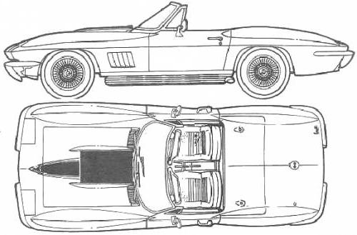 Szkic techniczny Chevrolet Corvette C2 Cabrio