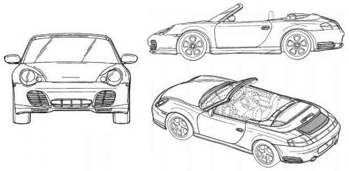 Szkic techniczny Porsche 911 996 Cabrio
