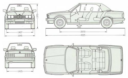 Szkic techniczny BMW Seria 3 E30 Cabrio