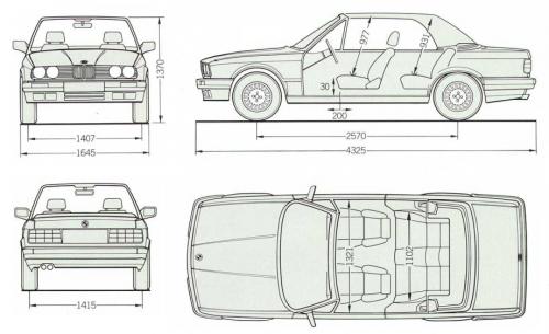 Szkic techniczny BMW Seria 3 E30 Cabrio