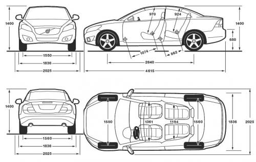 Szkic techniczny Volvo C70 II Coupe Cabrio