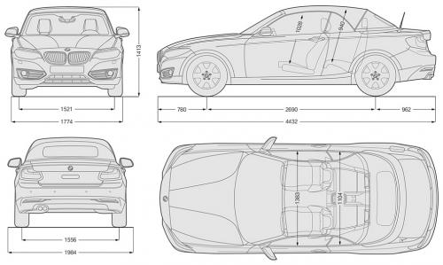Szkic techniczny BMW Seria 2 F22-F23-F45-F46 Cabrio
