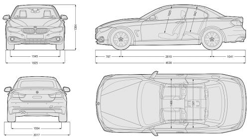 Szkic techniczny BMW Seria 4 F32-33-36 Cabrio