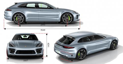 Szkic techniczny Porsche Panamera II Sport Turismo