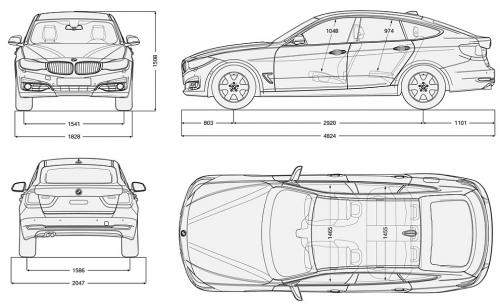 Szkic techniczny BMW Seria 3 F30-F31-F34 Gran Turismo