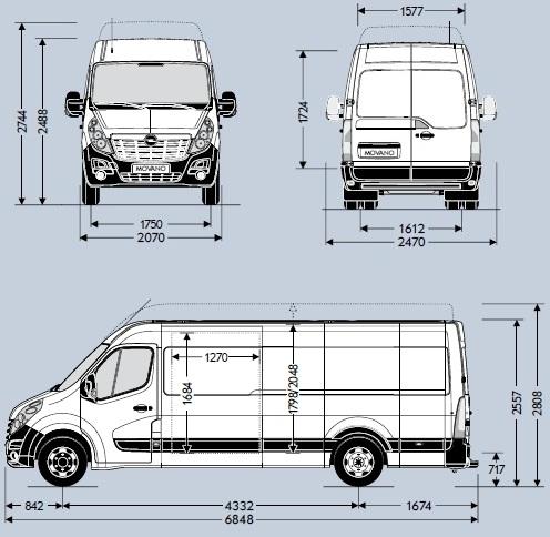 Szkic techniczny Opel Movano III Furgon L4H2 RWD
