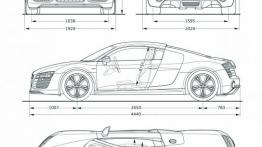 Audi R8 V10 plus - szkic auta - wymiary