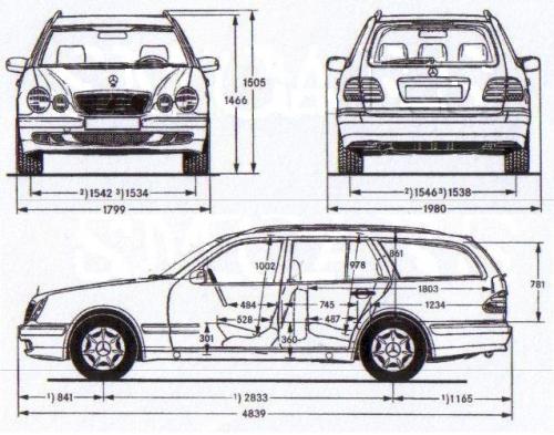 Szkic techniczny Mercedes Klasa E W210 Kombi S210
