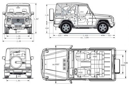 Szkic techniczny Mercedes Klasa G W463 Soft Top