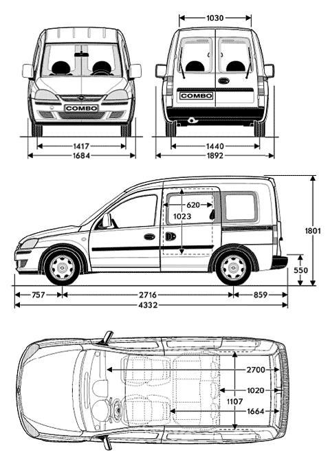 Szkic techniczny Opel Combo C Tour