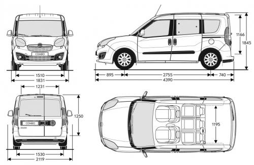 Szkic techniczny Opel Combo D Tour