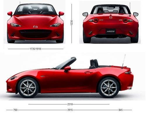 Szkic techniczny Mazda MX-5 IV Soft Top