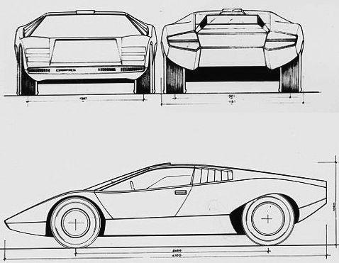 Szkic techniczny Lamborghini Countach