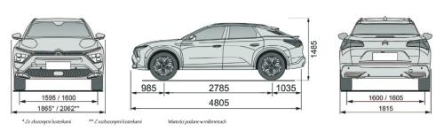 Szkic techniczny Citroen C5 X Liftback