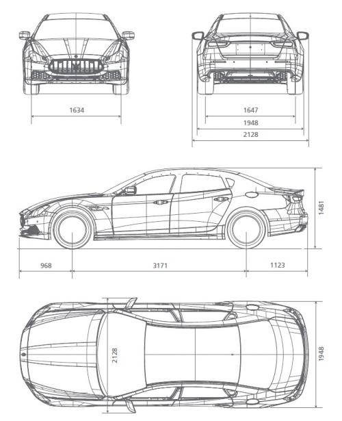 Szkic techniczny Maserati Quattroporte II