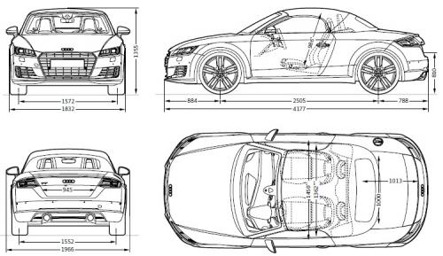 Szkic techniczny Audi TT 8S Roadster