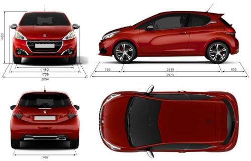 Szkic techniczny Peugeot 208 I Hatchback 3d Facelifting