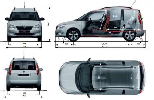 Szkic techniczny Skoda Praktik Furgon Facelifting