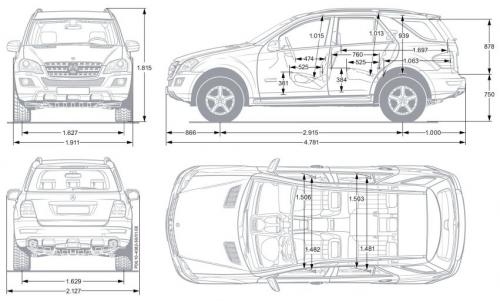 Szkic techniczny Mercedes Klasa M W164 Off-roader Facelifting