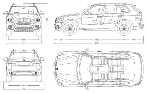 Szkic techniczny BMW X5 E70 SUV Facelifting