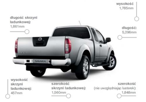 Szkic techniczny Nissan Navara III King Cab Facelifting