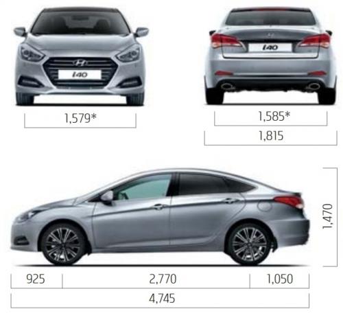 Szkic techniczny Hyundai i40 Sedan Facelifting