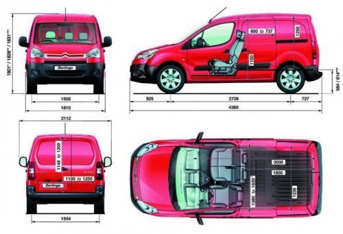 Szkic techniczny Citroen Berlingo II Van Facelifting