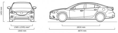 Szkic techniczny Mazda 6 III Sedan Facelifting