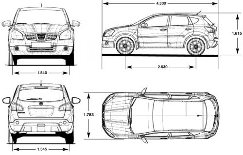 Szkic techniczny Nissan Qashqai I Crossover Facelifting 