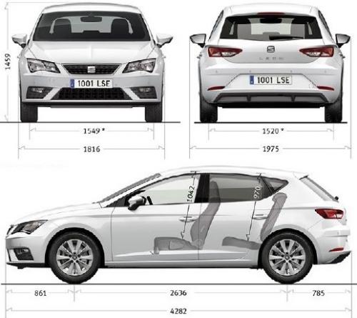 Szkic techniczny Seat Leon III Hatchback Facelifting