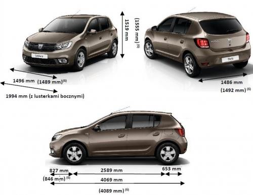Szkic techniczny Dacia Sandero II Hatchback 5d Facelifting